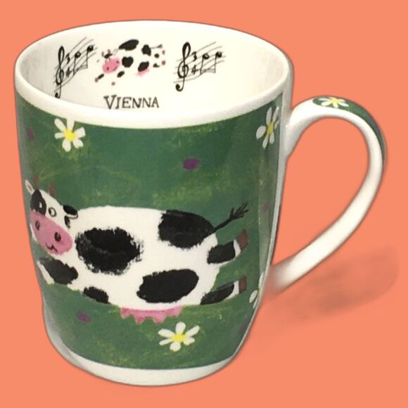 Elizabethan Fine Bone China Green Crazy Cow 12 oz coffee tea Mug Vienna - Picture 2 of 4